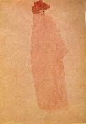 Egon Schiele Standing woman in a Long Cloak painting